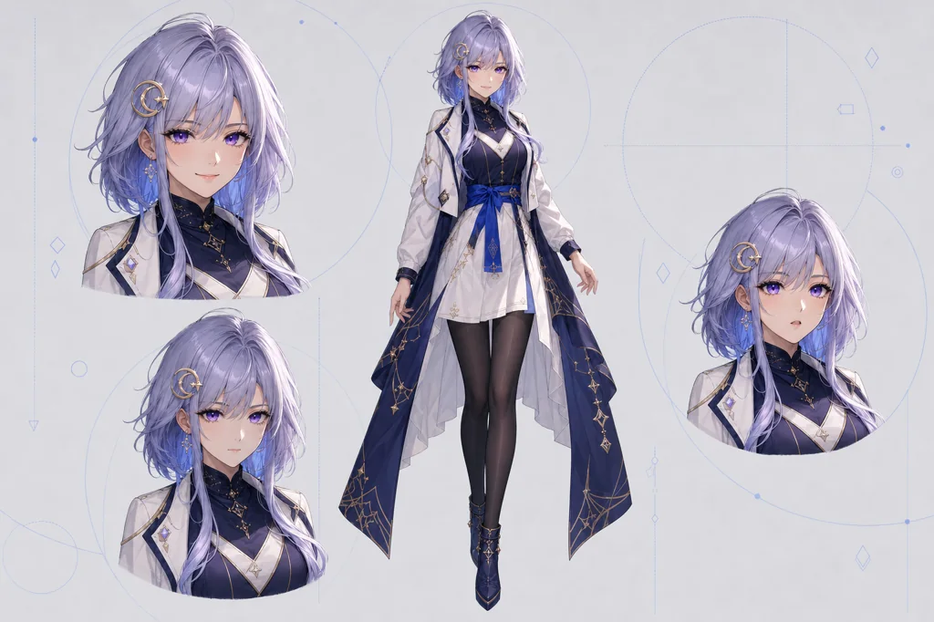 同じ成人オリジナルキャラクターの全身と表情をまとめたキャラクターアンカーシート